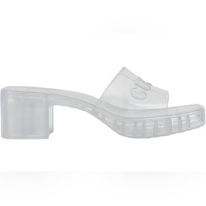 Gucci Clear rubber slides heels logo with box size 37